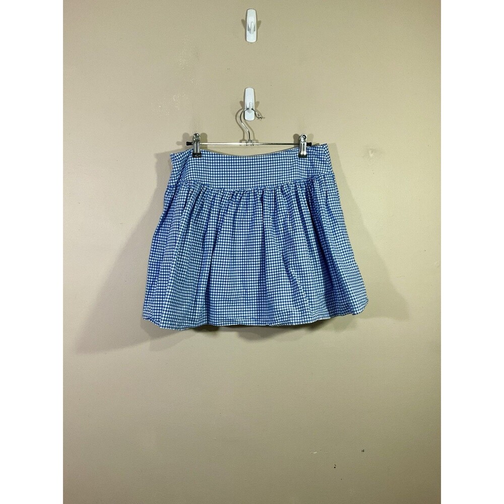 VTG Necessary Objects Gingham A-Line Skirt L Blue 90s Country Western Cottage - Picture 4 of 6
